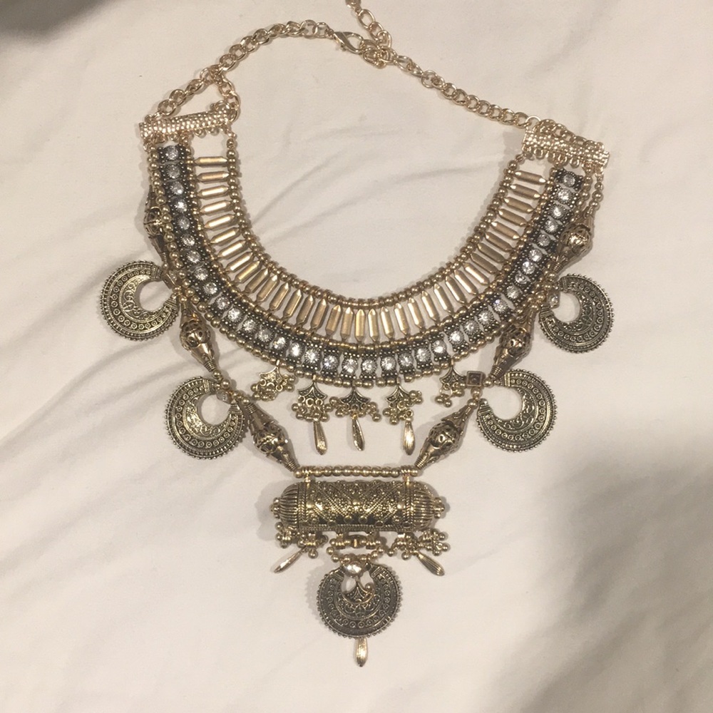 Large gold bib necklace